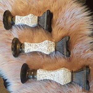 Elegant White and Gold Candle Holders